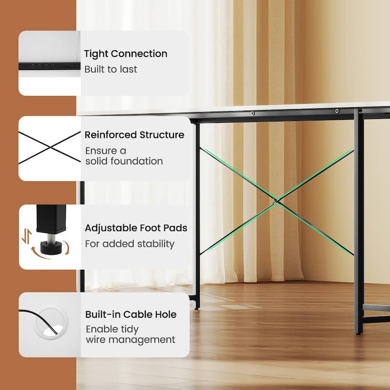 Gymax 95'' L-Shaped Reversible Computer Desk 2-Person Long Table