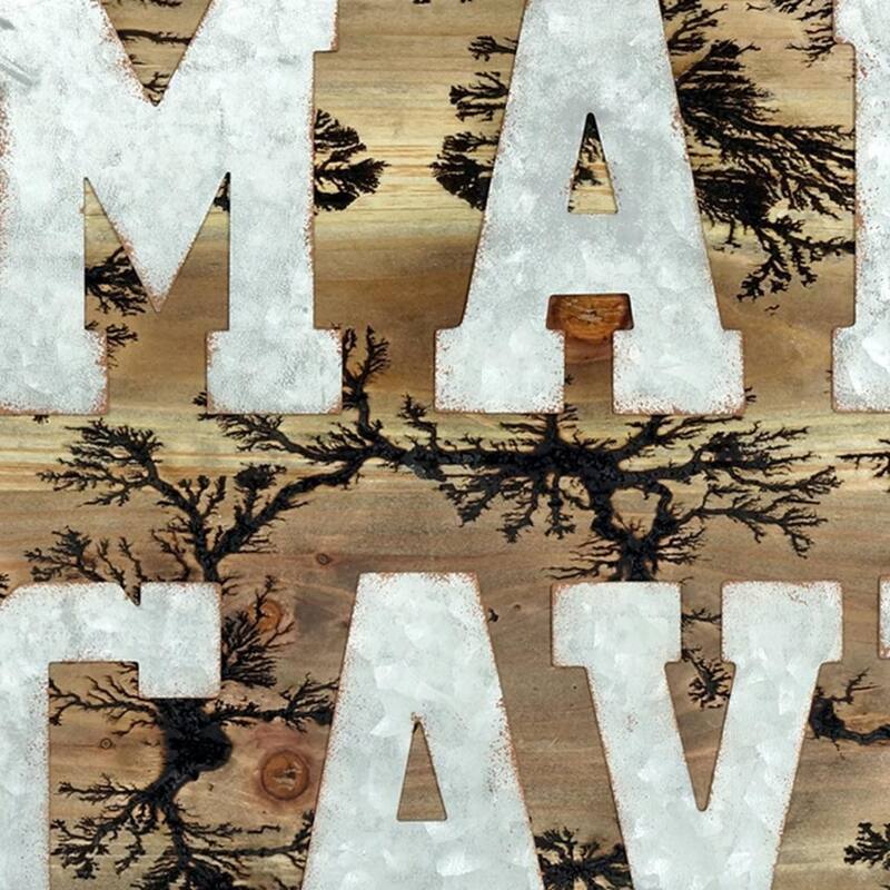 HomeRoots 16" X 16" Brown And Gray Man Cave Wood And Metal Wall Decor