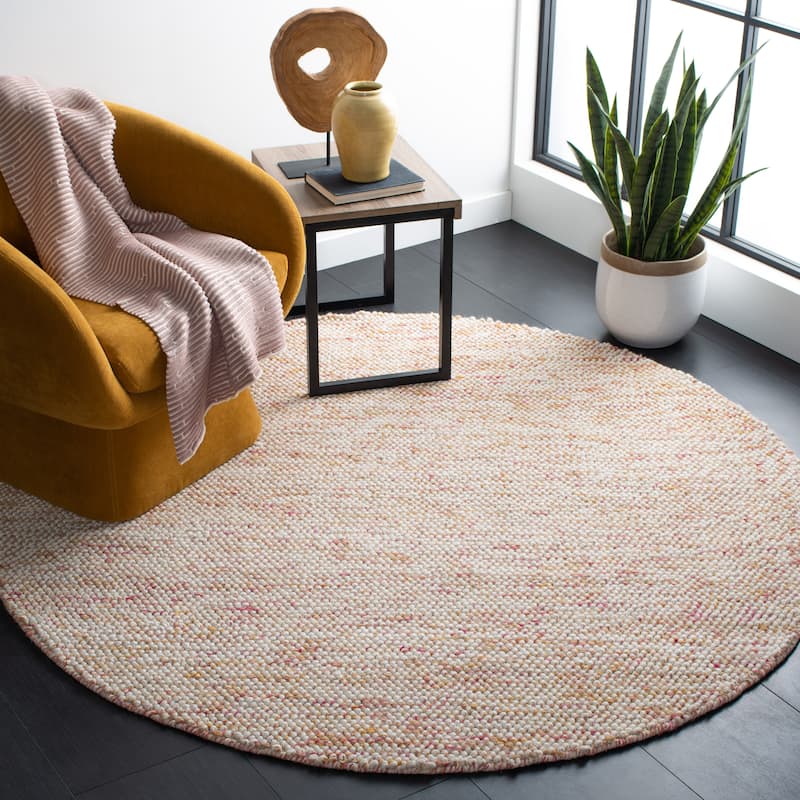SAFAVIEH Handmade Natura Onica Wool Rug - 6' Round - Red/Ivory - Round
