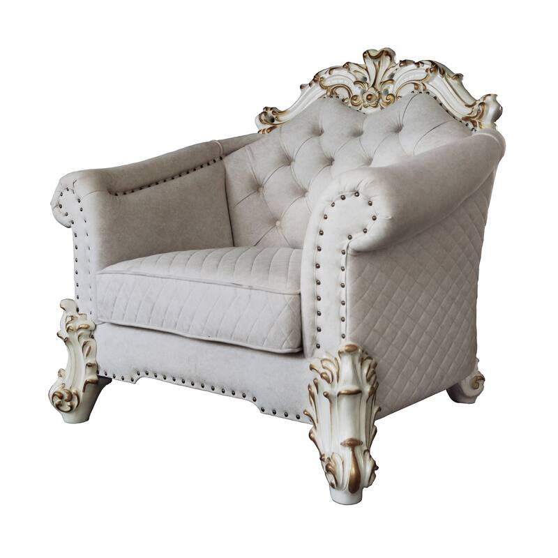 Casada Two Tone Ivory and Antique Pearl Chair with 2 Pillow
