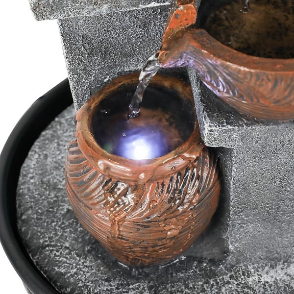 Tabletop Water Fountain Indoor Waterfalls Fountains with LED Lights