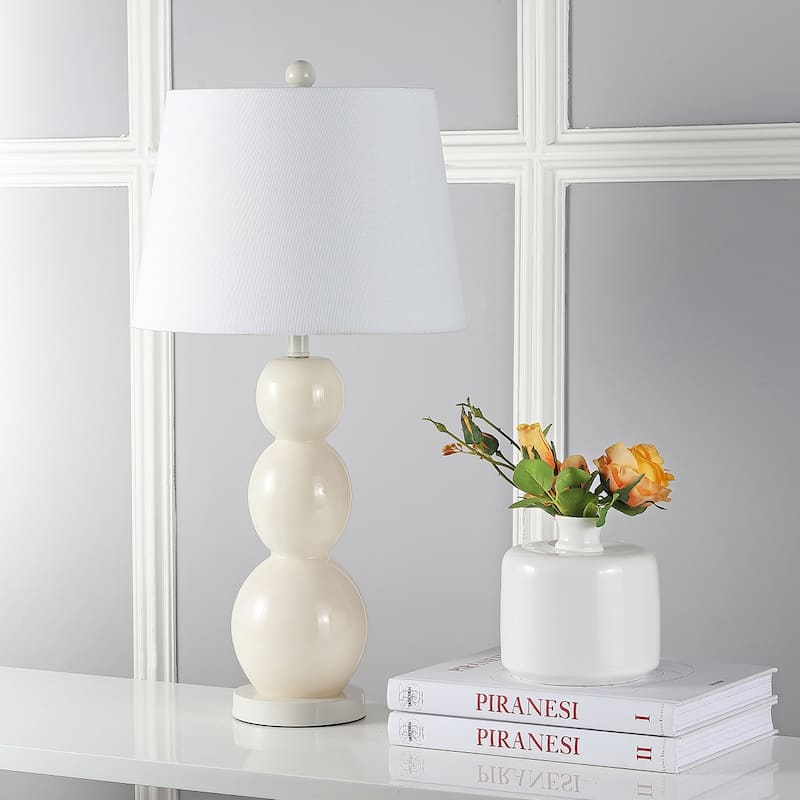 SAFAVIEH Lighting Natasha 28-inch Three Sphere Glass White Table Lamp (Set of 2) - 14"x14"x26.5" - 14Wx14Dx27H