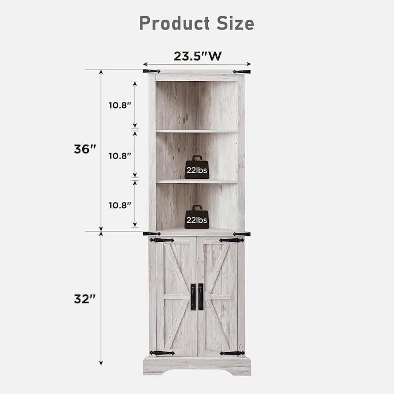 Farmhouse Corner Cabinet, 68" Tall Corner Cabinet, Corner Cabinet