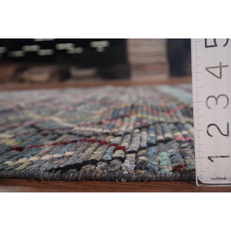 Stripe Moroccan Style Area Rug Hand-Knotted Abstract Wool Carpet - 5'0"x 9'4"