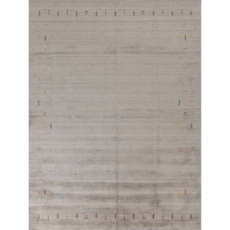 Gabbeh Oriental Area Rug Hand-Knotted Wool Carpet - 8'0"x 9'8"