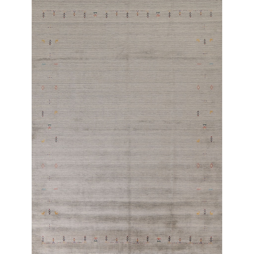 Gabbeh Oriental Area Rug Hand-Knotted Wool Carpet - 8'0"x 9'8"
