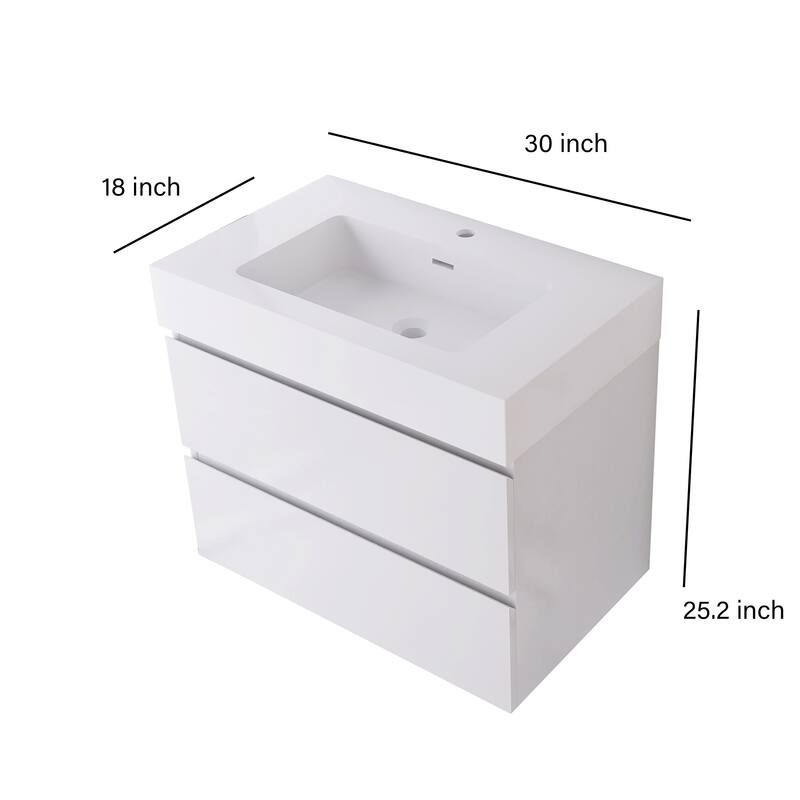 Floating Bathroom Vanity with Solid Surface Top