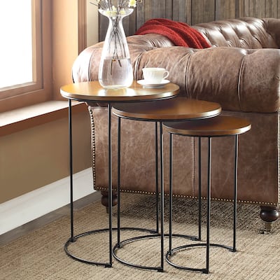 Carolina Living Mackintosh Round Nesting Tables - Chestnut/Black