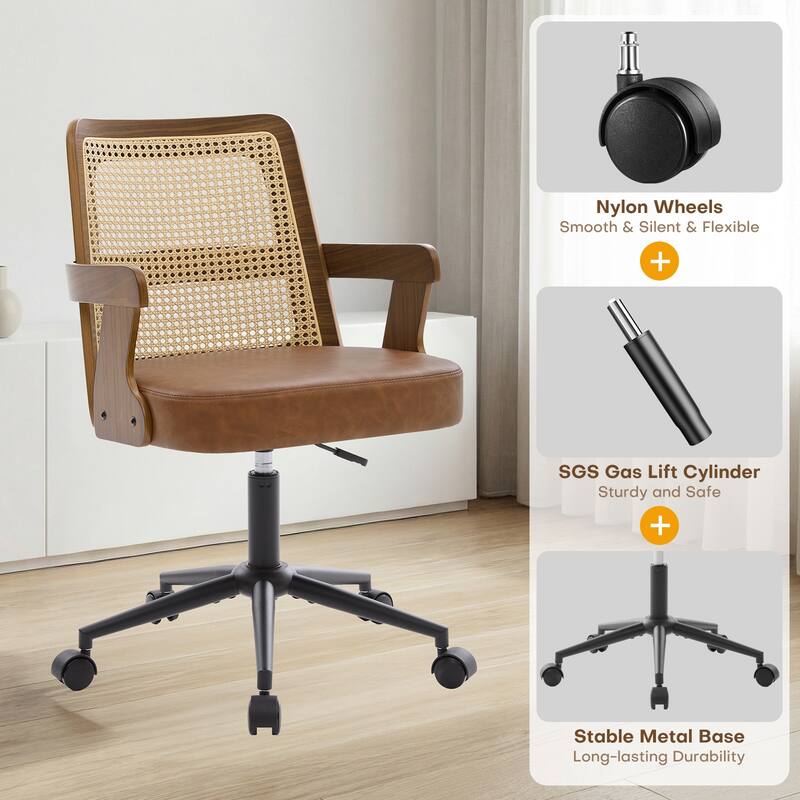 Swivel Home Office Chair Adjustable Height Desk Chair with Wheels and Armrests - 32.7"-36.6"H x 19.9"W x 22.8"D
