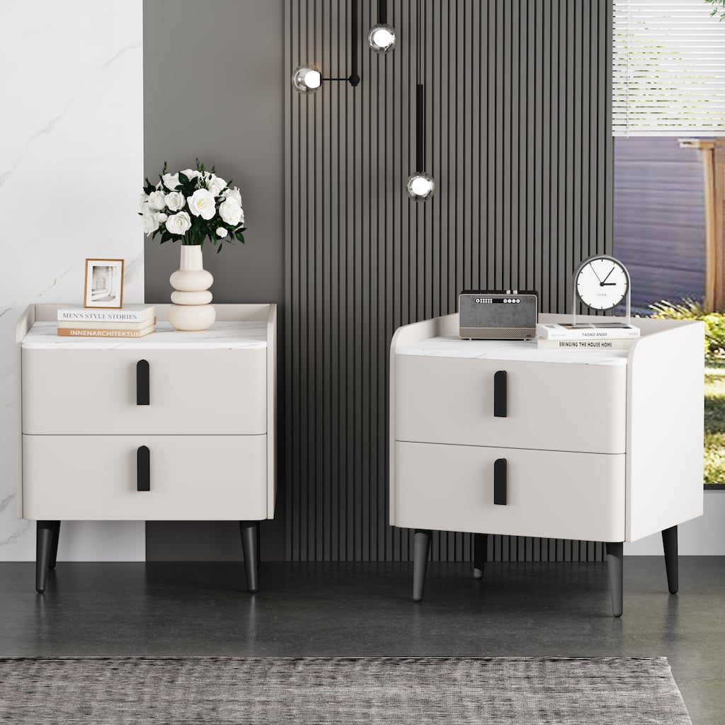 Nightstands Set of 2 Bedside Table Coffee Table, White File Cabinet End Table Side Table Storage Cabinet