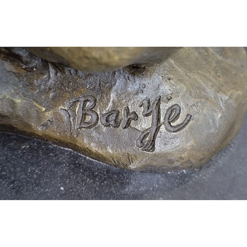 Bear Vs. American Buffalo Bison Bronze Metal Statue Sculpture On Marble Base