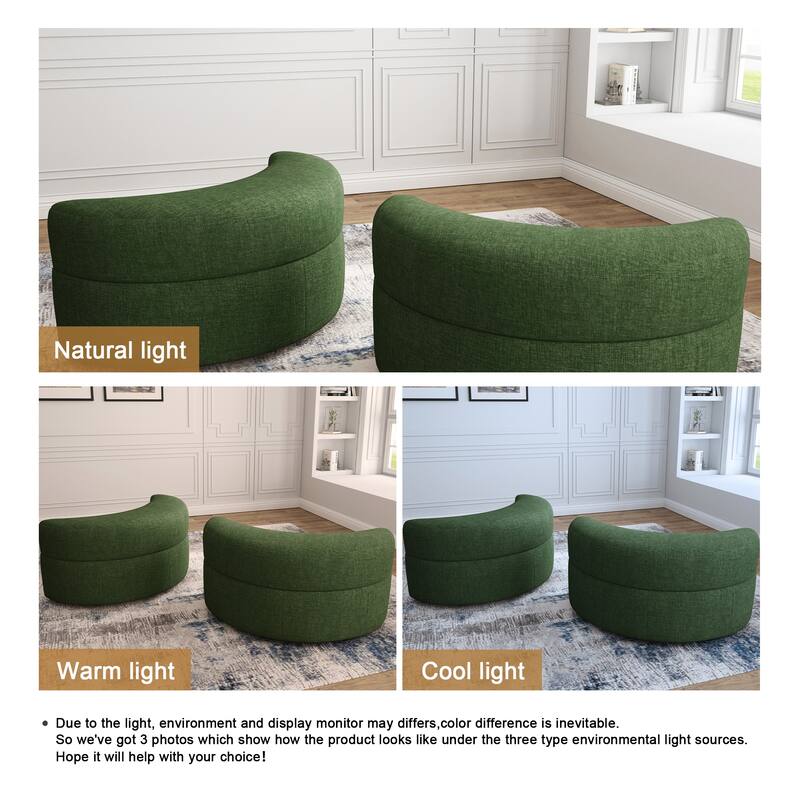 Chenille Half Moon Storage Ottoman(Set of 2)