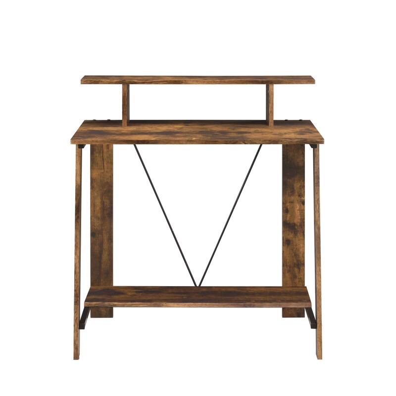 Modern Writing Desk with Storage Shelves and Sturdy Metal V-Back Reinforcement for Home or Office Workspace