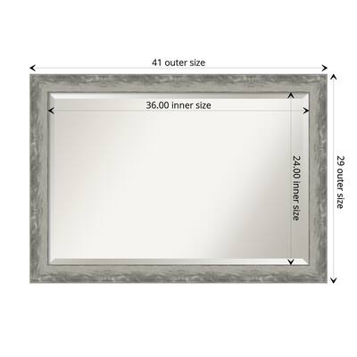 Beveled Bathroom Wall Mirror - Waveline Silver Narrow Frame