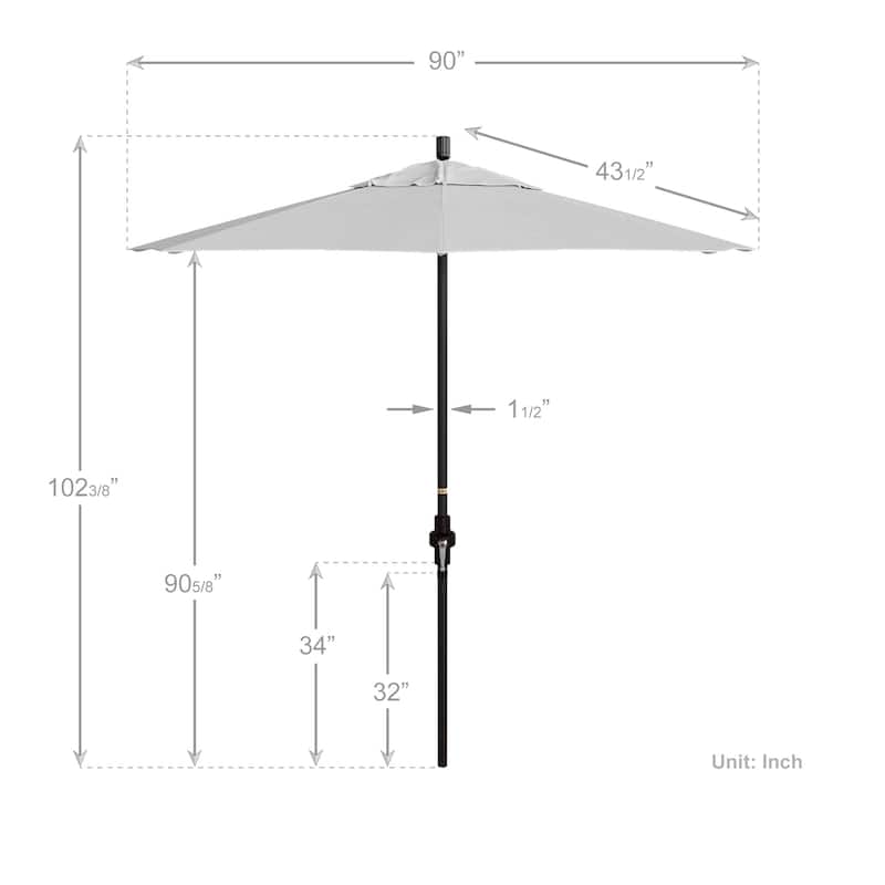 California Umbrella 7.5' Sun Master Patio Umbrella Bronze Aluminum Pole Fiberglass Ribs Crank Lift Tilting Olefin Royal Blue