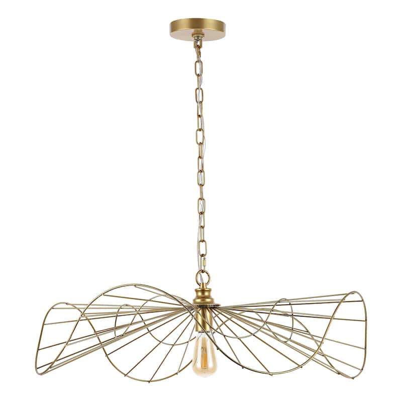 SAFAVIEH Home Lighting Collection Mikola 28" Glam Pendant - 28" W x 28" D x 73" H