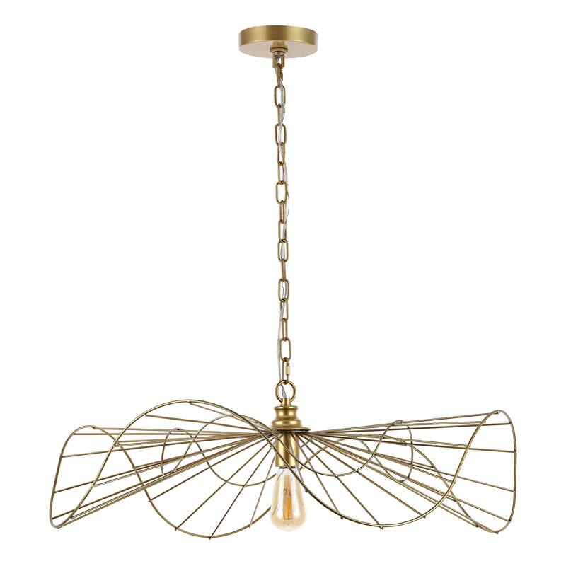 SAFAVIEH Lighting Heraclia 28" Glam Pendant - 28" W x 28" D x 73" H - Gold Painting - 28Wx28Dx73H