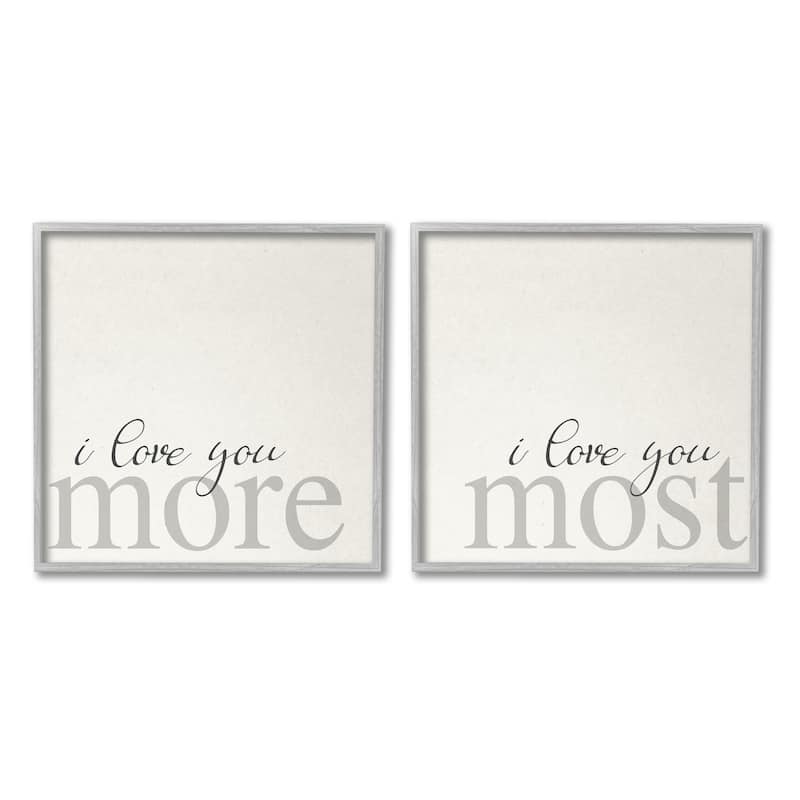 Stupell I Love You More Most Romantic Sentiment Typography 2 Piece Framed Wall Art, Design by Daphne Polselli
