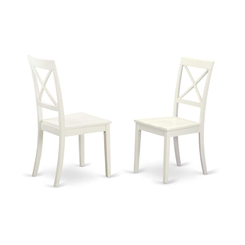 East West Furniture Piece Kitchen Table Set- a Round Dining Room Table and 4 Solid Wood Seat Chairs,Linen White