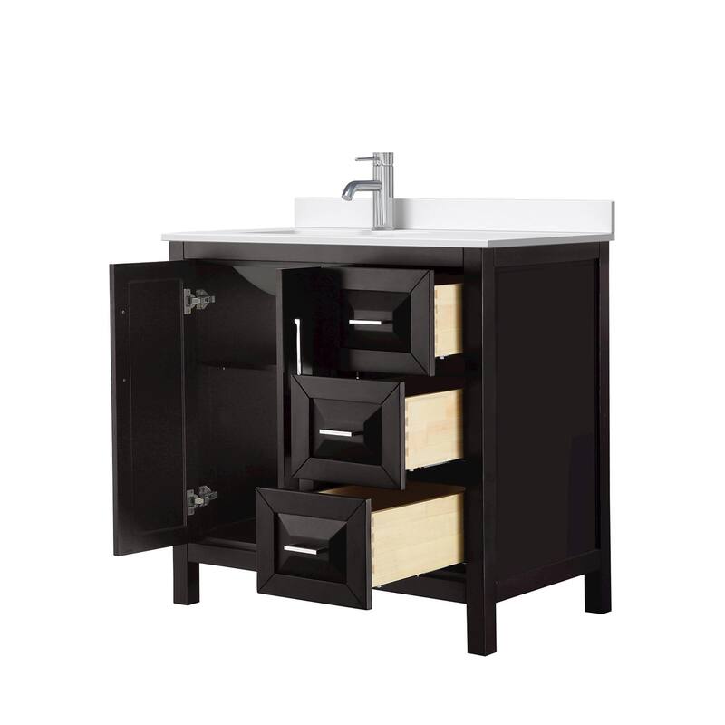 Daria 36-inch Single Vanity, Single Hole Quartz Top