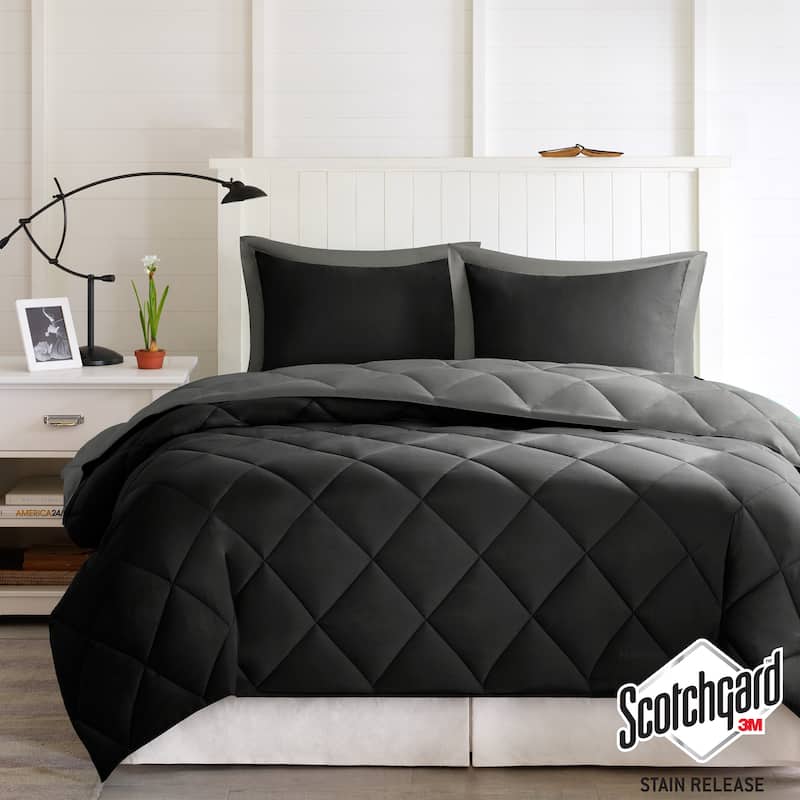 Madison Park Essentials Windsor 3M Scotchgard Diamond Quilting Reversible Down Alternative Comforter Set