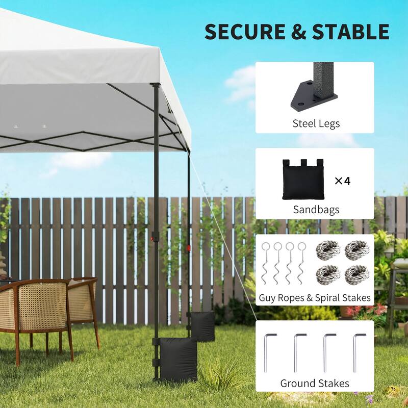 Outsunny 10 x 10 ft Pop Up Canopy Tent with One Push Setup, Easy Setup Outdoor Portable Instant Canopy Shelter