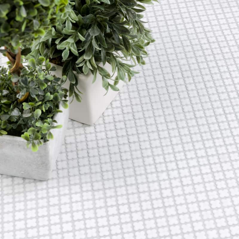 Merola Tile Fioretti Glossy Blanco 12" x 12" Porcelain Floor and Wall Tile