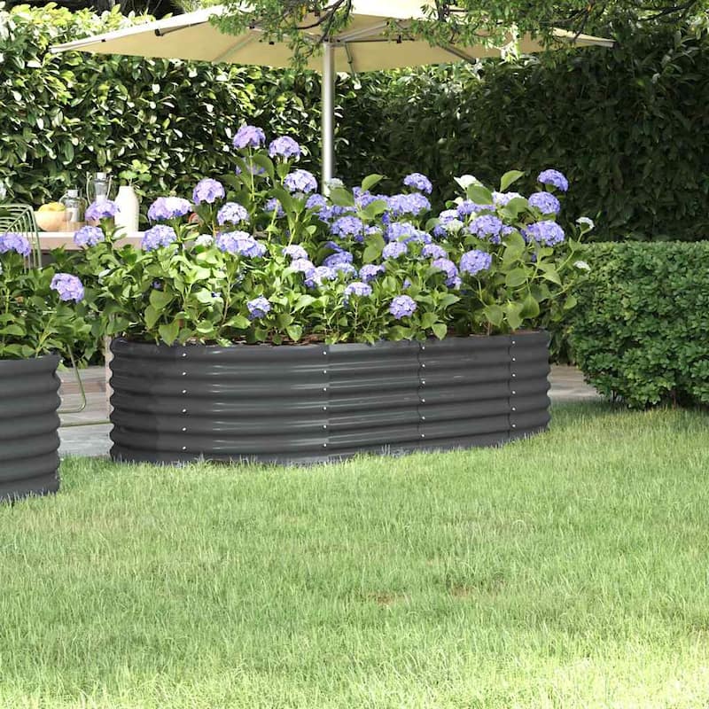 vidaXL Raised Garden Bed Raised Flower Bed Galvanized Steel Outdoor Planter - 59.8"x31.5"x14.2" - Anthracite