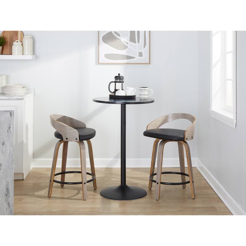 Carson Carrington Stavanger 24" Fixed-Height Counter Stool with Bent Wood Legs & Round Footrest (Set of 2)