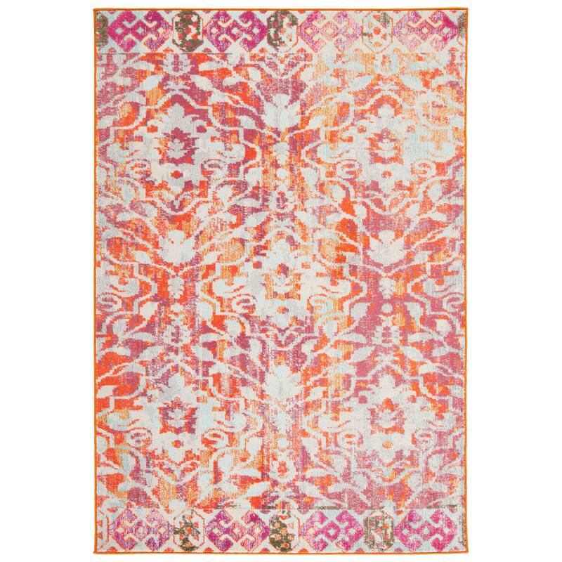 SAFAVIEH Madison Jeljazka Distressed Rug - 6'7" Square - Orange/Ivory