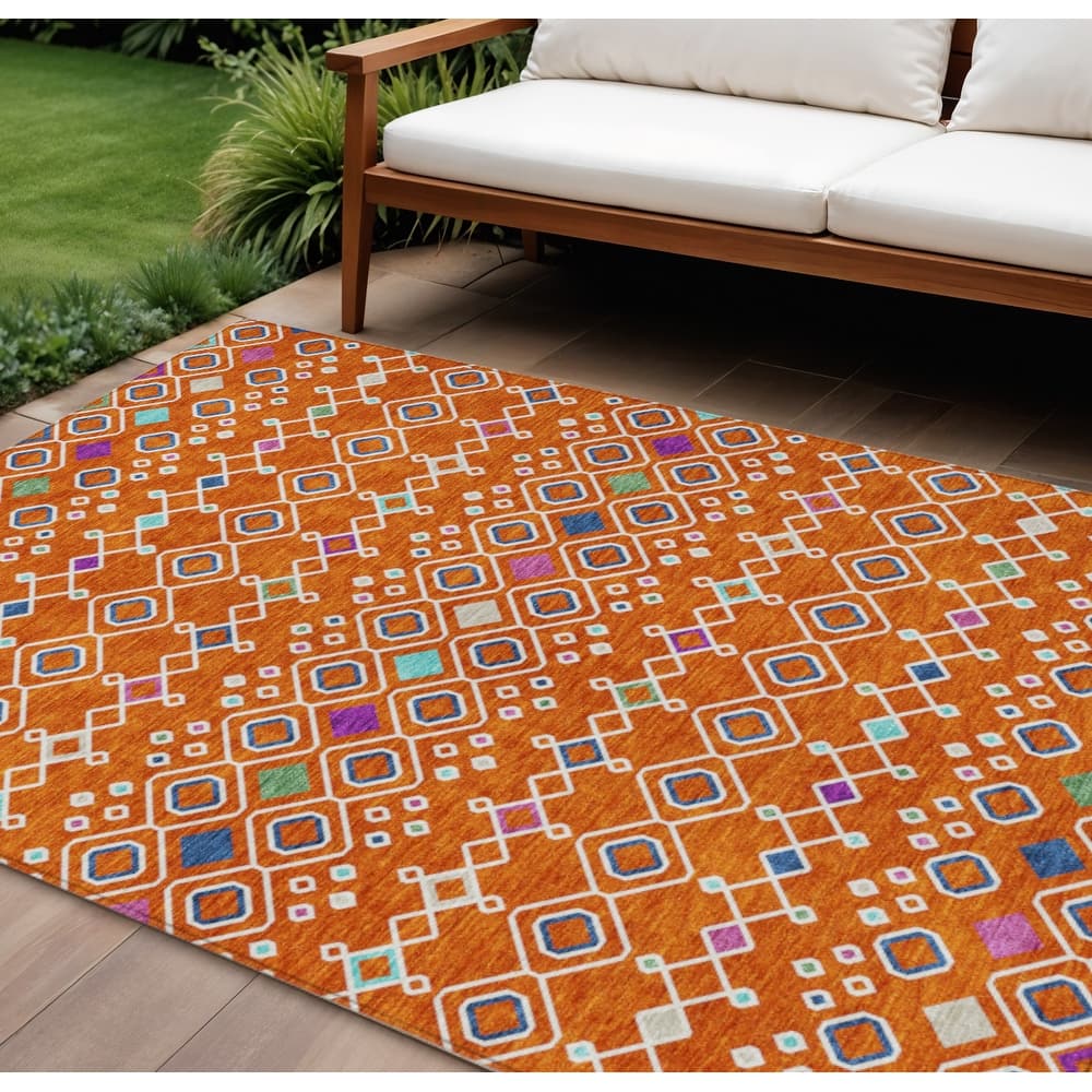HomeRoots Geometric Modern Rectangle Outdoor Rug