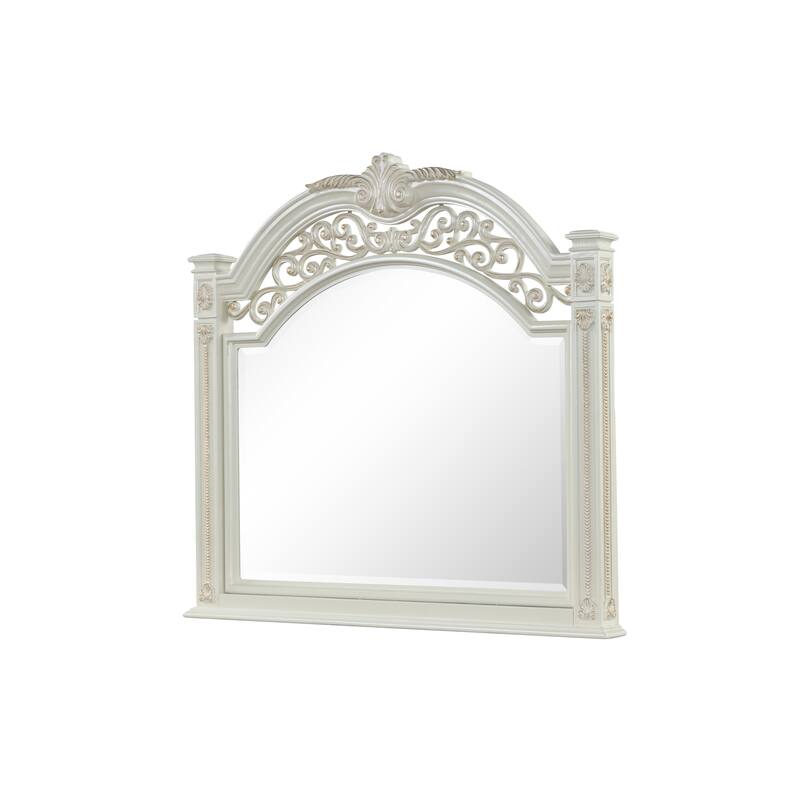 Marya White Tufted Leather Bedroom Set with Nailhead Trim