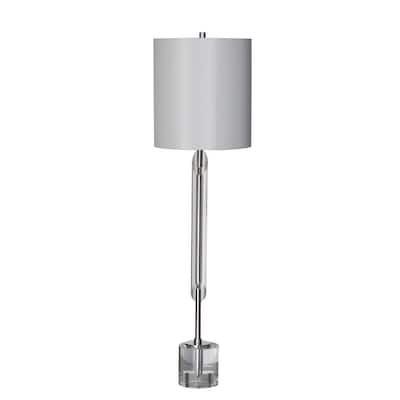 1 Light Clear Crystal Table Lamp With Polished Nickel Frame