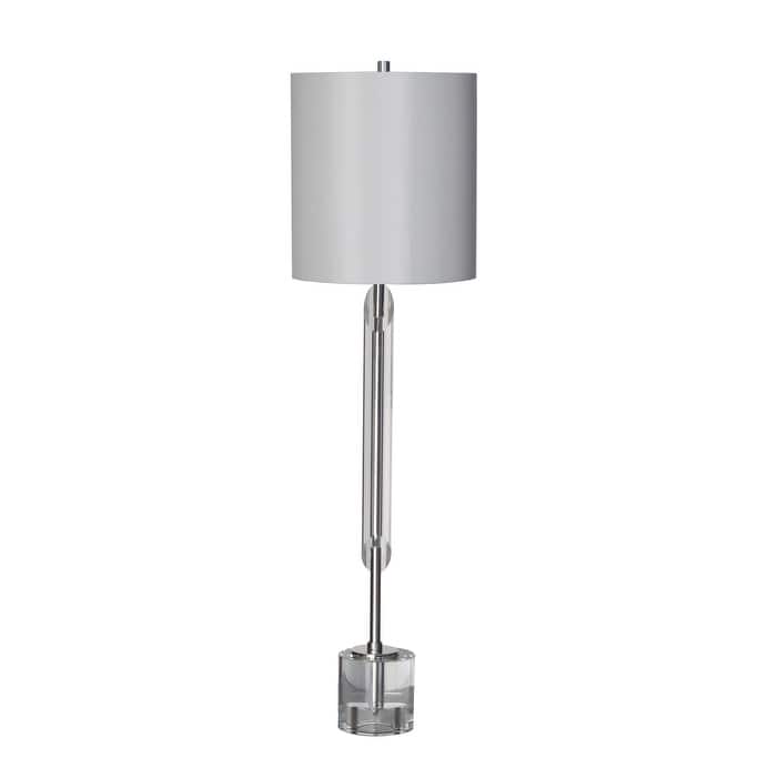 1 Light Clear Crystal Table Lamp With Polished Nickel Frame