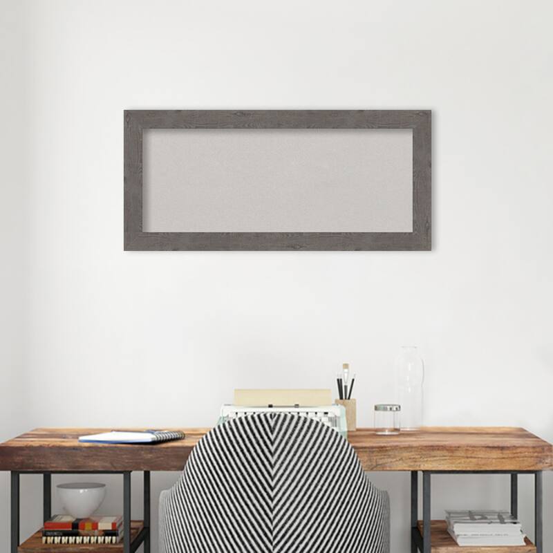 Rustic Plank Narrow Framed Grey Corkboard Bulletin Board