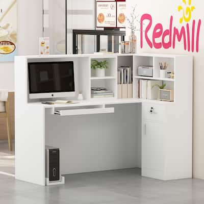 L-Shape Wood Reception Desk Office Computer Desk