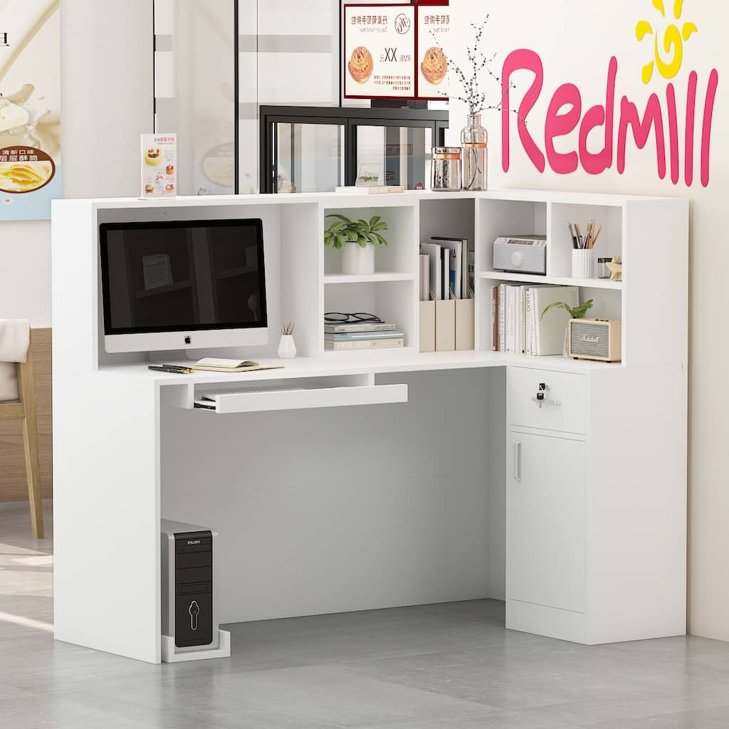 L-Shape Wood Reception Desk Office Computer Desk
