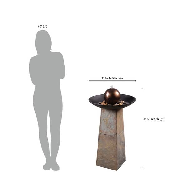 Pontus Slate, ORB and Copper Ball Finish Outdoor Floor Fountain