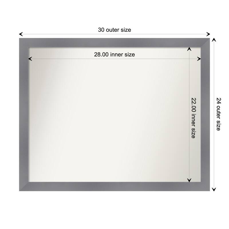 Edwin Non-Beveled Wood Framed Bathroom Vanity Wall Mirror - Edwin Grey - Glass Size 28x22
