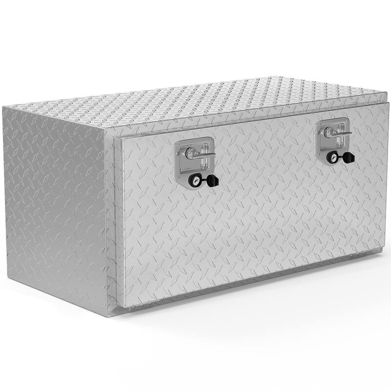 Moasis 24" Aluminum Tool Box Diamond Plate Chest Box - Silver