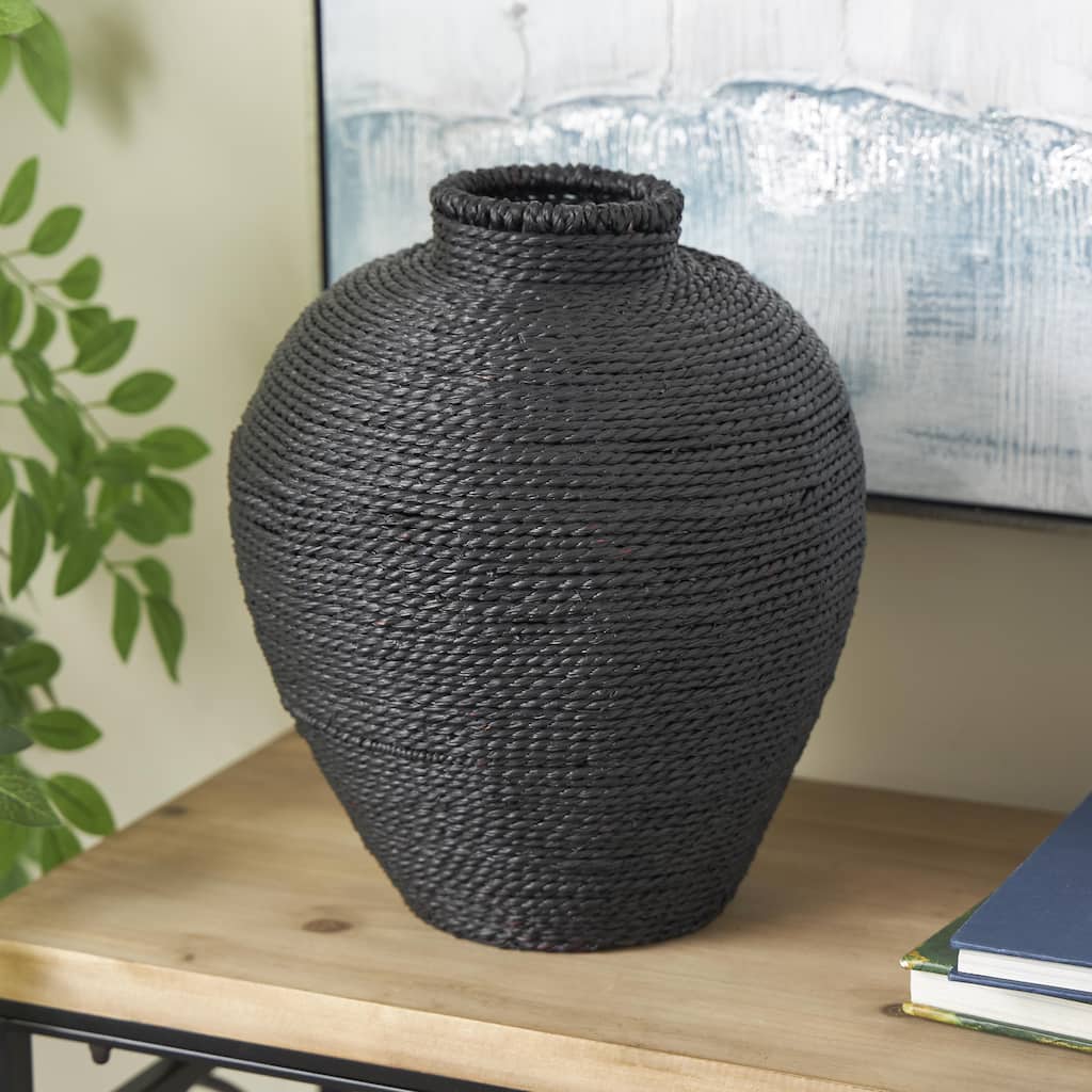 Black Metal Handmade Wrapped Pot Decorative Vase