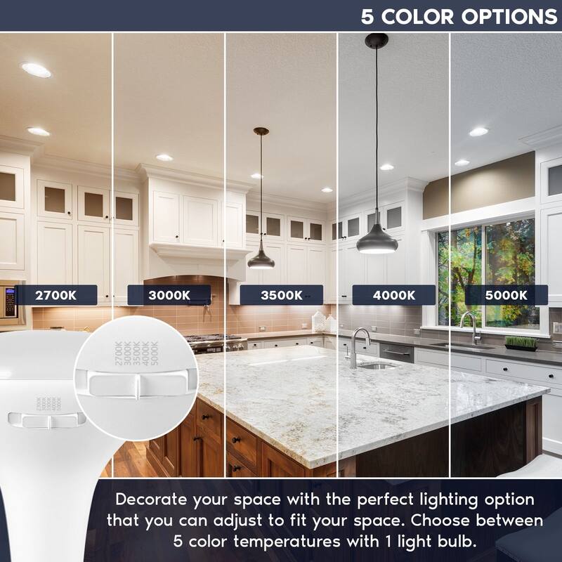 Luxrite BR40 LED Light Bulb 12W=90W 5CCT Dimmable 1080LM LED Flood Light Bulb E26 Base 12 Pack