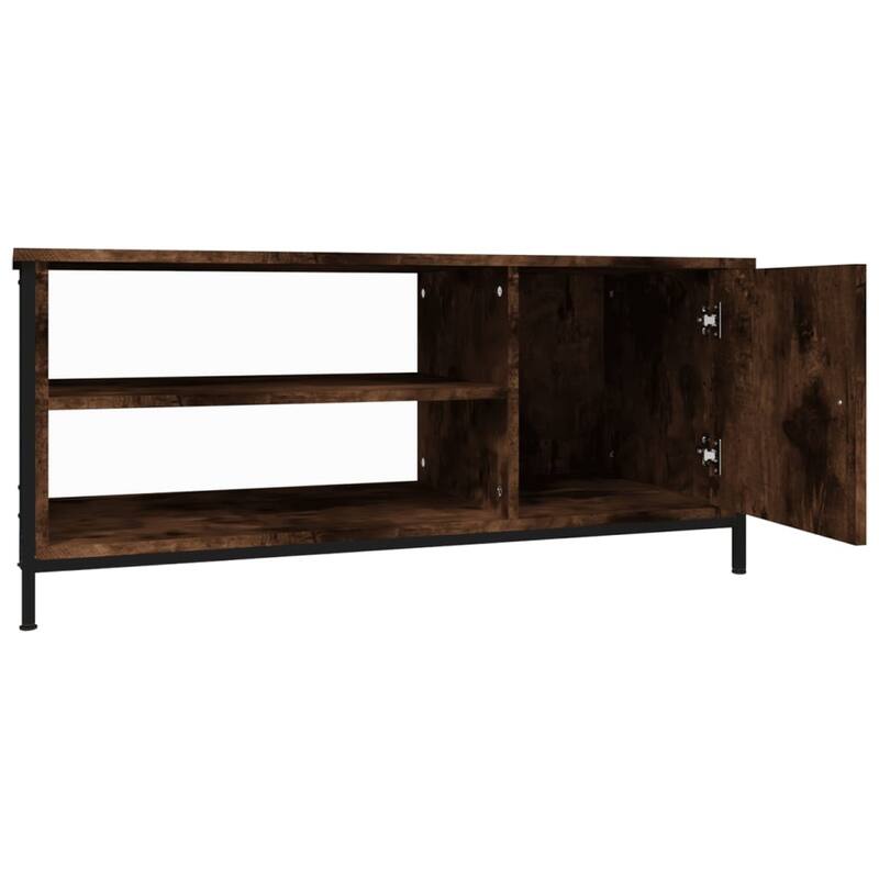vidaXL TV Cabinet Smoked Oak Engineered Wood, Steel Medium TV Cabinet - 39.4 x 15.7 x 17.7 inches