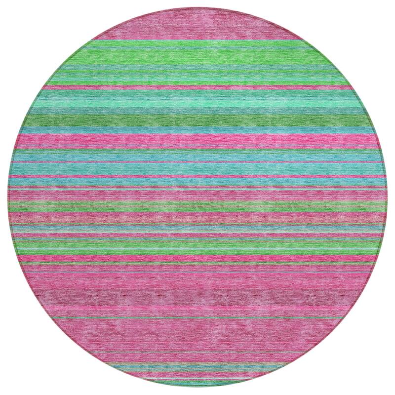 Machine Washable Indoor/ Outdoor Ombre Stripes Chantille Rug
