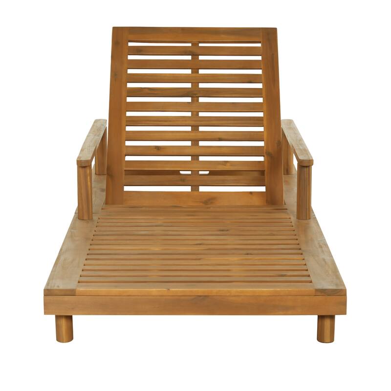 Christopher Knight Home - Modern Indoor/Outdoor Acacia Wood Chaise Lounge with 3-Position Adjustable Backrest & 3-Fold Cushion