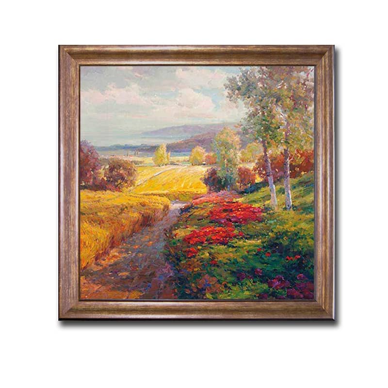 Fields of Gold by Roberto Lombardi Bronze Framed Canvas Art (28 in x 28 in)