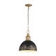 preview thumbnail 2 of 3, Golden Lighting Alison 1-light Pendant in Vintage Gold and Weathered Black Iron shade - Medium Pendant
