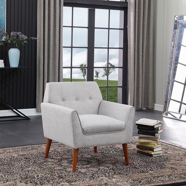 Modern Fabric Accent Single Sofa Arm Chair U-Shaped Upholstered White ...