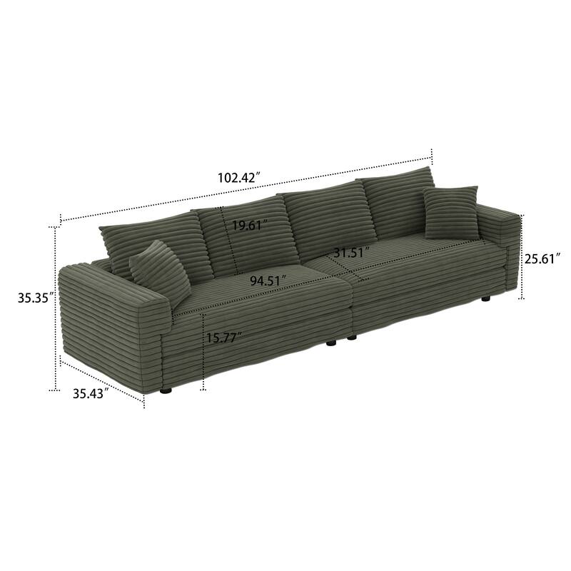 Modern Corduroy Fabric Upholstered Sofa Couch
