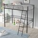preview thumbnail 4 of 7, Black Twin Size Steel Loft Bed, Full-Length Guardrails, Ladder, Space-Saving, Sturdy Metal Construction
